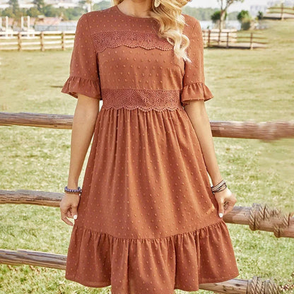 Robe Mi-Longue Bohème Terracotta