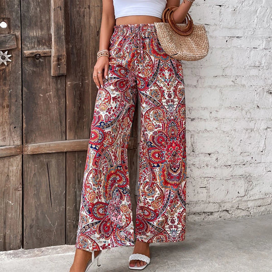 Pantalon Large Bohème à Imprimé Coloré