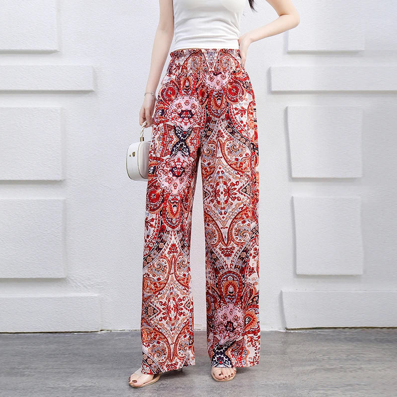 Pantalon Large Bohème à Imprimé Coloré